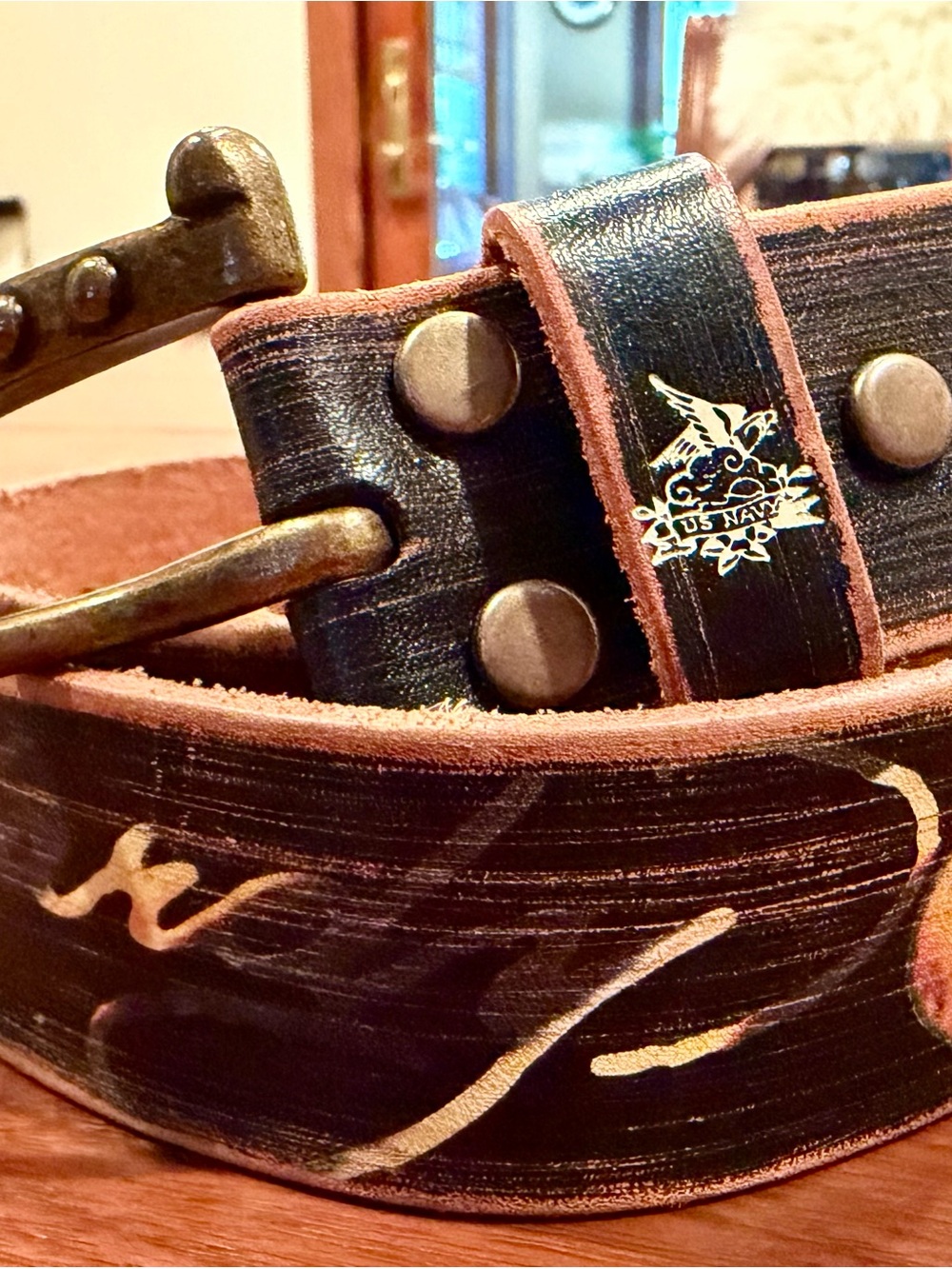 ED HARDY “Love Dies Slowly” Belt with Brass Hardware